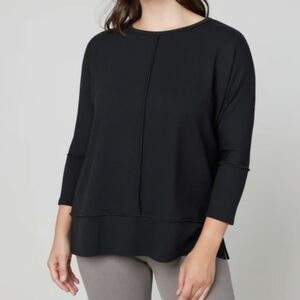 Spanx Black Three-Quarter Sleeve Sweatshirt Top